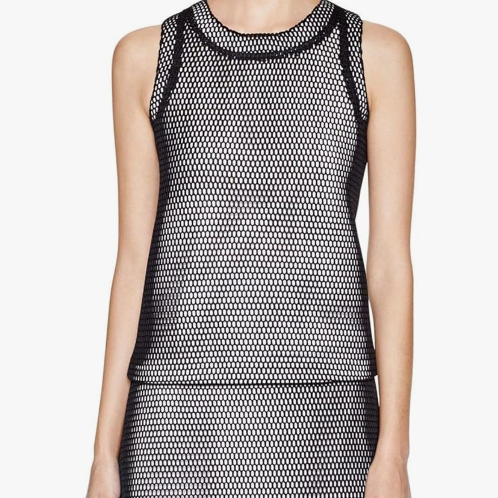 Calvin Klein Black and White Mesh Tank Top